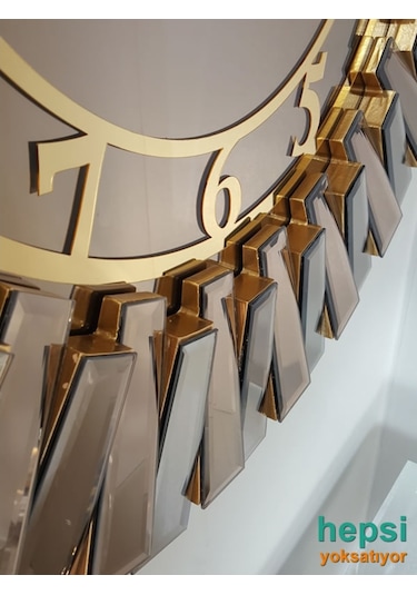 Güneş Golden Latin Bronze Altın Bronz 85 Cm Aynalı Duvar Saati