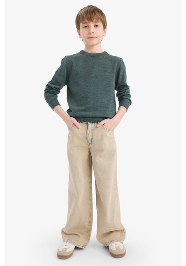 Defacto Erkek Çocuk Bisiklet Yaka Triko Kazak A4992a825wnkh73 Haki