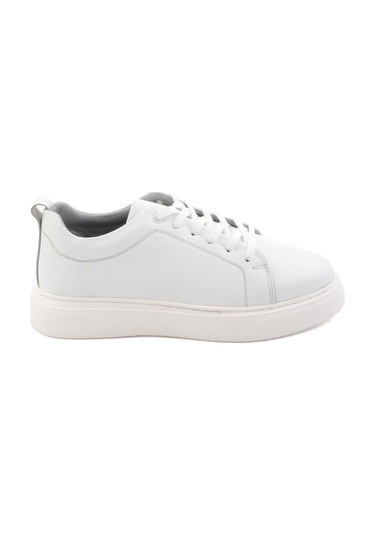 Bambi Beyaz Hakiki Deri Erkek Sneaker E01082102043