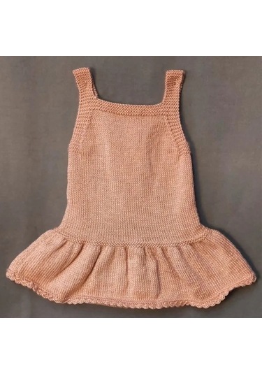 Uretti - Talia 8659 - 6199 El Örgüsü Kız Çocuk Jile Elbise - 2 Yaş Gülkurusu