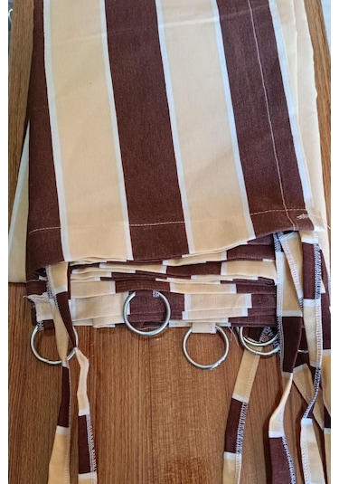 Devrim Olivya Tekstil Halkalı Kahve Krem Branda Balkon Perdesi Özel Dikim, Lüks Kalite, En X Yükseklik Ölçü Seçenekleri Kahve Krem Kahverengi - Krem