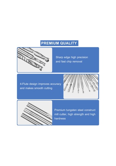 Fosenze Tungsten Steel Milling Cutter Set 12 Adet: Tek Ve Çift Flüt, 1/8" Sap, 2-3mm Kesici Uç, Plastik Kutu İle