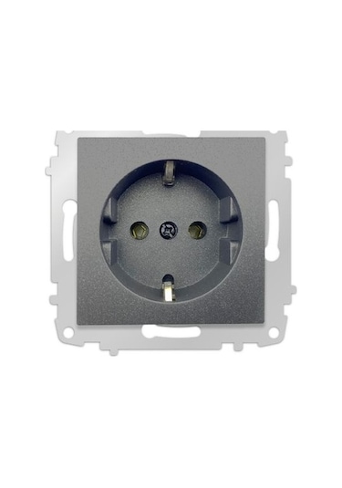 Makel Karea Füme Topraklı Priz Çerçevesiz