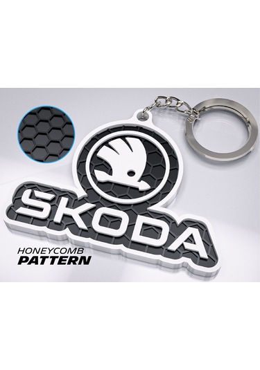 Markanıza Özel Petek Desenli Skoda Yazılı 3d Anahtarlık