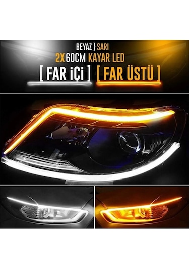 Fiat Tofaş Uno Uyumlu Far Üstü Far Içi Kayar Led 60 Cm Selamlamalı Sc