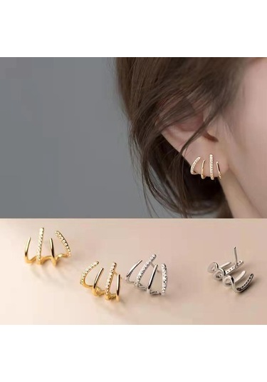 Altın Moda Zarif Rhinestone Dekor Kulak Manşet Küpe Kadın İçin 2023 Yeni Varış Noel Hediyesi Damızlık Küpe Altın