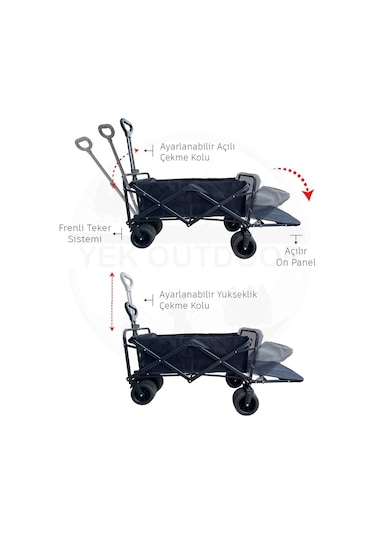 Yek Outdoor Extend Wagon Katlanabilir Kamp Ve Yük Arabası Siyah