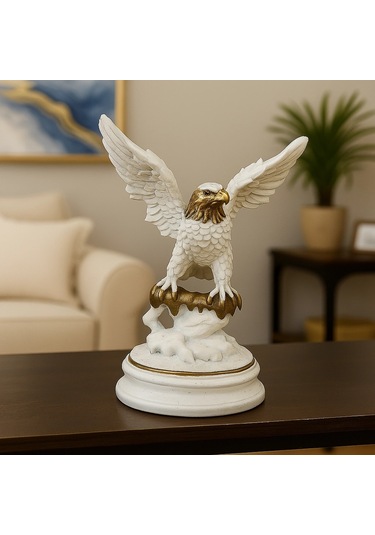 Beyaz Ve Gold Detaylı Kartal Biblo 24x18