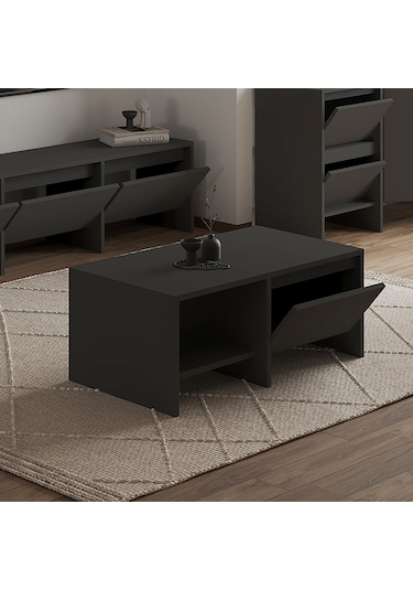 Laris Kapaklı Orta Sehpa 90 Cm Modern Tasarım Antrasit