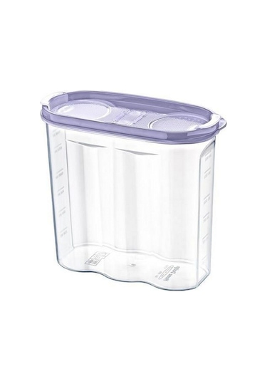 2 Kapaklı Ölçekli Erzak Kuru Gıda Saklama Kutusu Kabı - 1,7 Litre - Sa935 Şeffaf