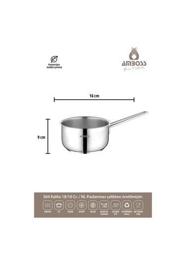 3 Parça Cool İndüksiyon Uyumlu Paslanmaz Çelik Sütlük Sosluk