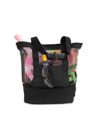 Shineyee Siyah Dışarıda Piknik Çantası: Isı Yalıtımı Sağlar, Karpuzluk Tutar, Ağaç Kumaşı Plaj Çantası, Çok Amaçlı Buz Çantası Siyah