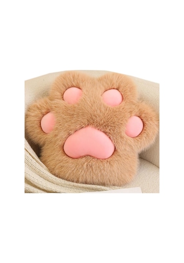 Symbee Mavi Pembe Kedi Parmaklı Yumuşak Plüsh Bel Yastığı Ofis Araba Sandalye Dayak Podu 45 Cm Beyaz