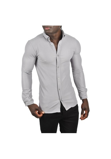 Deepsea Erkek Gri Fitilli Uzun Kollu Gömlek 2500805 Gri