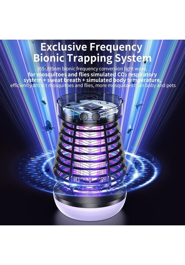 Wezone J10 Siyah Led Isırgan Öldürücü Lambası - Ev, Bahçe, Kamp Kullanıma Uygun, Sos Acil Işık Özelliği, 2000mah Pil, Type-c Şarj Siyah