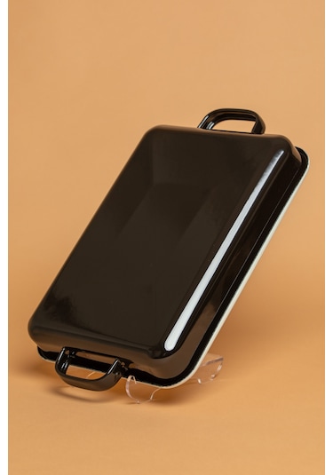 Velluto Nero Emaye Kulplu Siyah Fırın Tepsisi Ebutay Siyah