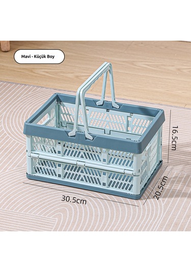 Snapbuy Katlanır Sepet, Alışveriş, Piknik, Market, Taşıma, Depolama Ve Kamp İçin Uygundur Küçük Boy Mavi