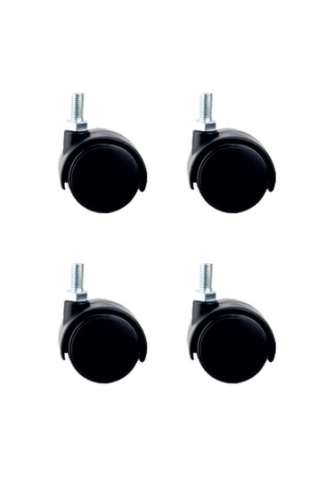 Büyük Plastik Vidalı Teker - 50mm Hks127 - 4 Adet Abanoz
