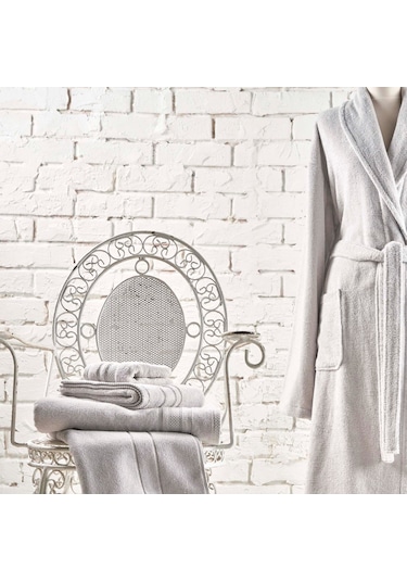 Linens Soft Pamuk Bornoz Gri M Gri