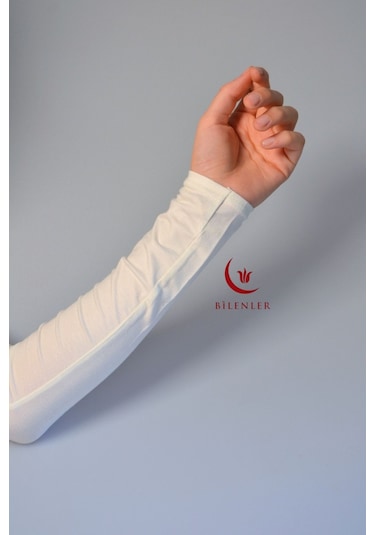 Pratik Tesettür Penye Kolluk- Namaz Kolluk-bej Beyaz