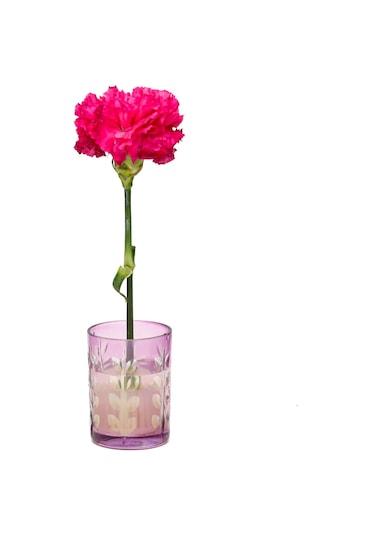 Flora Design- Minimal Mor Yaprak Kesme Cam Vazo Mor