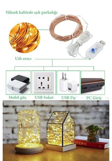 Yılbaşı Ve Özel Konsept Dekorasyon 5 Mt Usb Bağlantılı Led Işık Sarı
