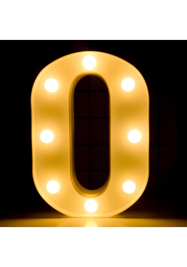 Moveevo Sıcak Beyaz Sabit Işık Led Rakam 0, 2xaa Pil Dahil Değil , Ip54 Su Geçirmez, Parti-düğün-ev Dekorasyonu Için Beyaz