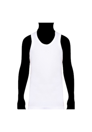 6'Lı Paket Tutku Erkek Çocuk Beyaz Askılı Atlet %100 Pamuk Penye Beyaz