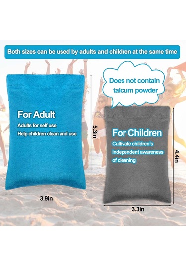 Yifomall Çocuklar İçin Plaj Kumunu Temizleme Çantası - Yumuşak Koral Kadife, Göz Ve Kulaklara Kum Kaçmasını Önler Mavi