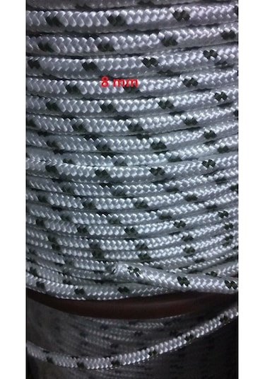 Molhalat 8 MM Iskota Halat 100 Metre-Parlak İpek Örgülü Polyester Halat-Tekne Halatı