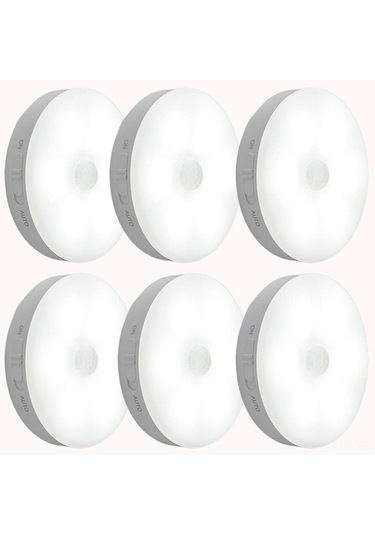 Mufunye Mianbaoshu Akıllı Hareket Sensörlü Led Gece Lambası, Usb Şarj Edilebilir, Sabit Ve Sürekli Işık Modu, Beyaz Işık, Dolap/odalar İçin, 6 Adet Diğer