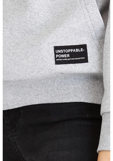 Comeor Kadın Gri Basic Kapüşonlu Regular Fit Rahat Sweatshirt 001