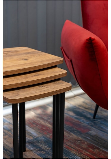 Arpelia Harmoni Zigon Sehpa 3'lü Siyah