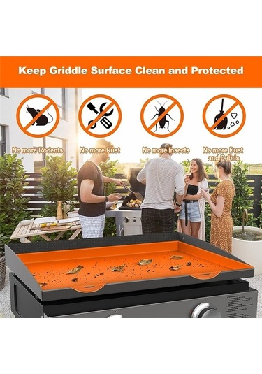 Ulzyvf Turuncu Silikon Örtü Matı, Izgara Desenli 22 İnç Blackstone Gp Turuncu