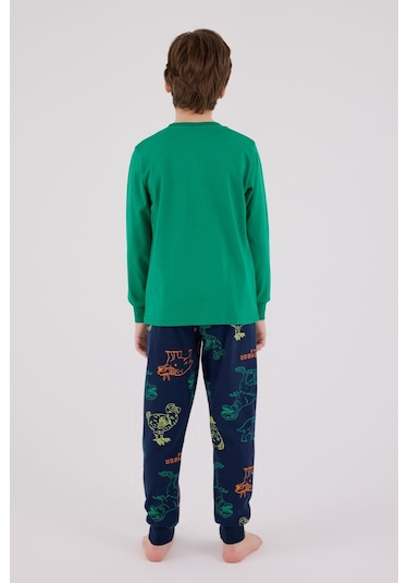 Rolypoly Erkek Çocuk Uzun Kol Pijama Takım Orman Yeşili-1868 Yeşil