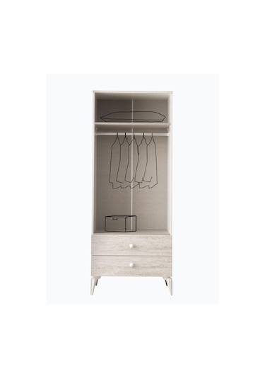 Petra 2 Kapaklı Aynalı Elbise Dolabı Gardrop 120x55x200