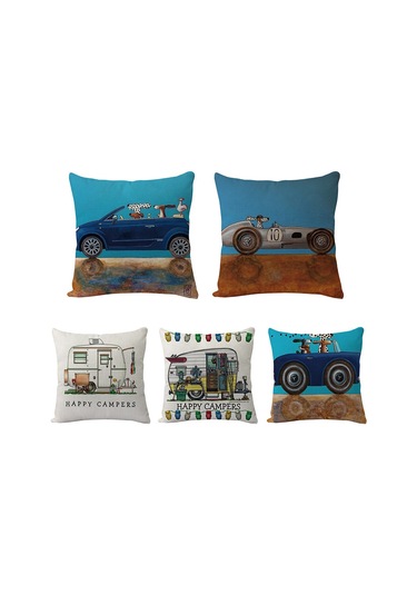 Kampçılar Araba Minder Örtüsü Mutlu Kampçılar Baykuş Yastık No.25 Ekru