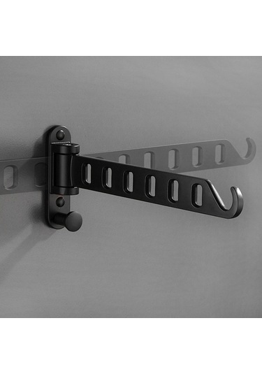 Besthome1 Alüminyum 6 Delikli Duvar Çamaşır Asacı - Siyah 2'li Paket Banyo/balkon/küche Stabile Uygun Siyah