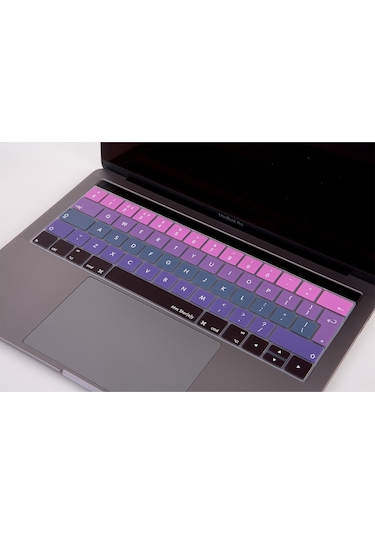 Macbook Pro Klavye Koruyucu Touchbarlı Uk-eu İngilizce Ombre A1706 A1989 A2159 A1707 A1990 Uyumlu Pembe Mavi