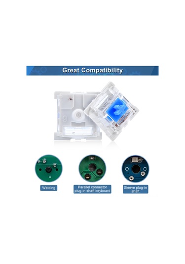 Yaozixa Mekanik Klavye Mavi Anahtar 10 Adet , Şeffaf Kasa Led Işığı İçin Uygun, Pcb Montajlı Gerçek Tuş Deneyimi, Kaliteli Malzeme Uzun Ömürlü