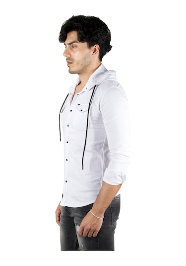 Deepsea Erkek Beyaz Kapüşonlu Slim Fit Dar Kesim Gömlek Likralı Pamuklu Likralı Kot Gömlek 2300396 Beyaz Deepsea Erkek Beyaz Kapüşonlu Slim Fit Dar Kesim Gömlek Likralı Pamuklu Likralı Kot Gömlek 2300396 Beyaz