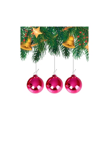 Yılbaşı Çam Ağacı Süsü Fuşya Top 4 Cm 6'lı