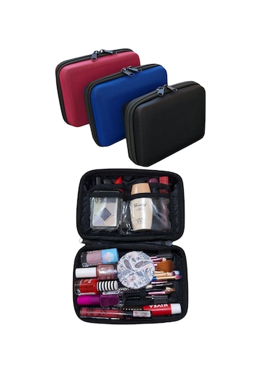 Makyaj Çantası Sert Kapaklı Kozmetik Seyahat Organizeri Siyah
