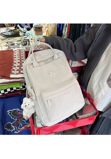 Dancemonkey Sırt Renk Okul Öğrenci Naylon Kadın Düz Çantası Çantası Çanta Beyaz Jl Beyaz