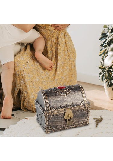 Homyl Çocuklar Depolama Korsan Hazine Kutusu Sandığı Temalı Bronz