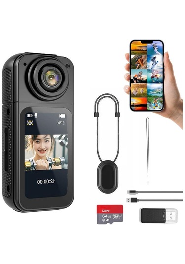 Wifi 35 Gr Vücut Aksiyon Kamerası 1.47 İnç Ekran Manyetik Kolye 1