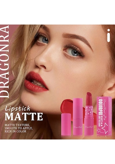 9 Renk Su Geçirmez Gül Kırmızı Kadife Mat Ruj Nemlendirici Uzun Ömürlü Yıldız 09 Pembe