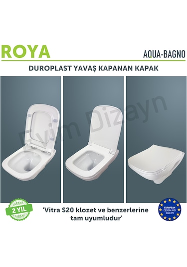 Aqua Bagno Roya Yavaş Kapanan Klozet Kapağı - Vitra S20 Uyumlu