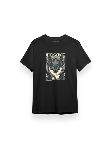 Demon Slayer Anime Inosuke Breath Of Beast Siyah Kısa Kol Erkek Tshirt 001