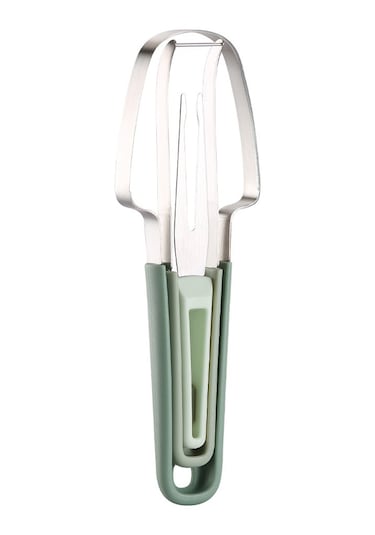 Konesam Çelik Meyve Dilimleyici, Karpuz Kesici, Meyve Kırpıcı Ve Toplayıcı 3'lü Set - Sağlıklı Mutfak Aleti Mavi Diğer